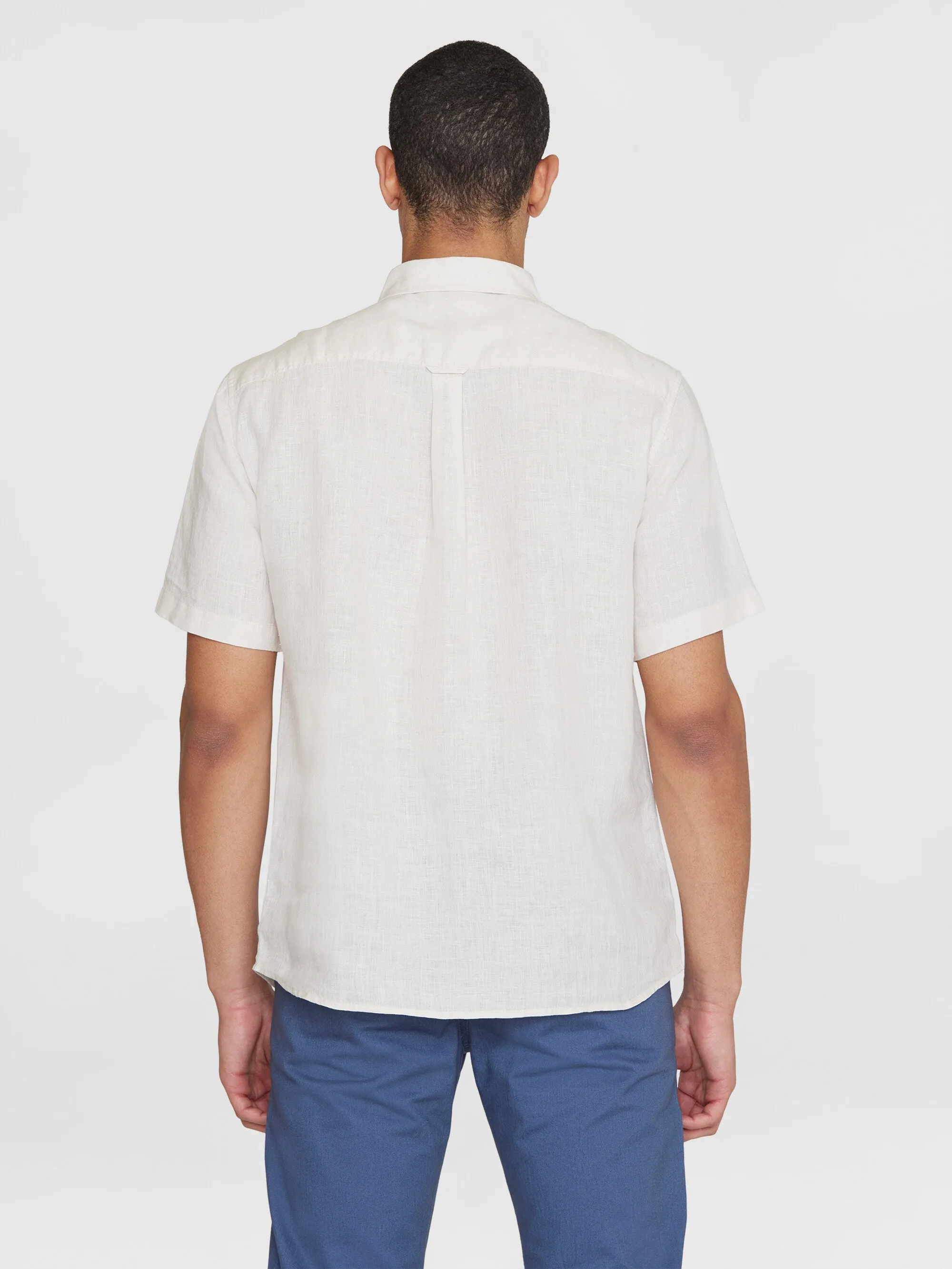 Custom fit linen short sleeve shirt - Light feather gray