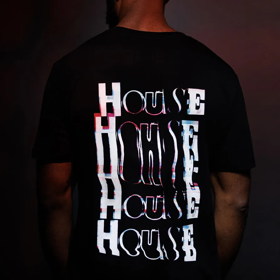 Distorted House Back Print - Tshirt - Black