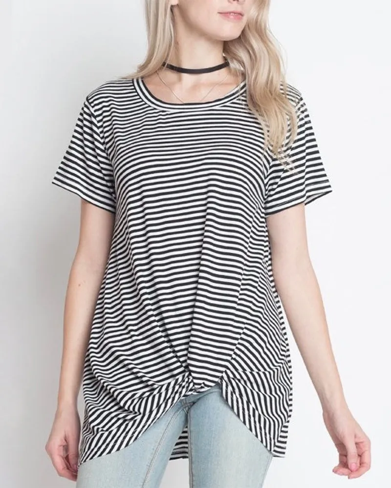 Dreamers - Knot Your Babe Stripe T-Shirt in Black