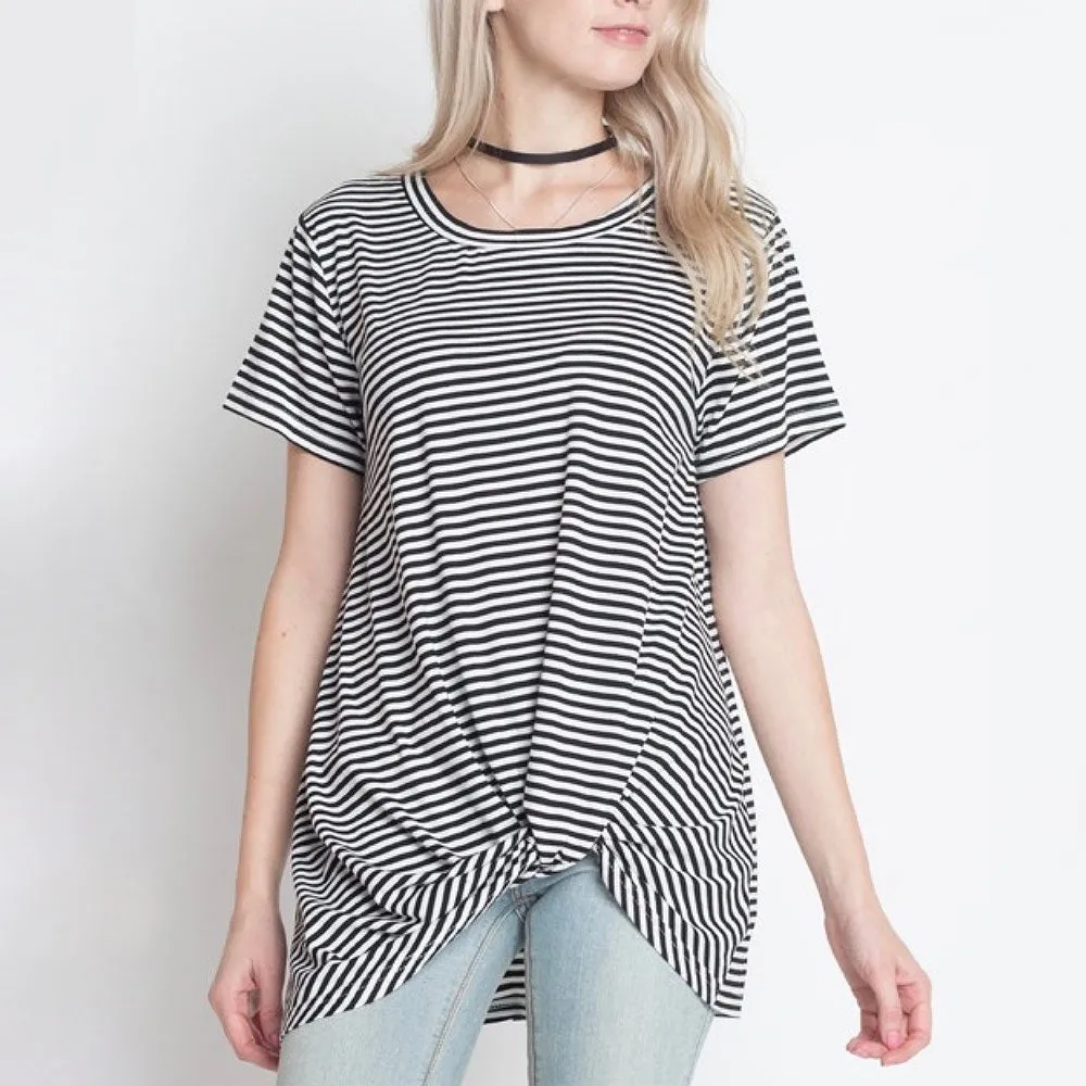 Dreamers - Knot Your Babe Stripe T-Shirt in Black