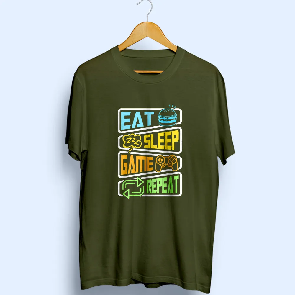 Eat Sleep Game Repeat Half Sleeve T-Shirt