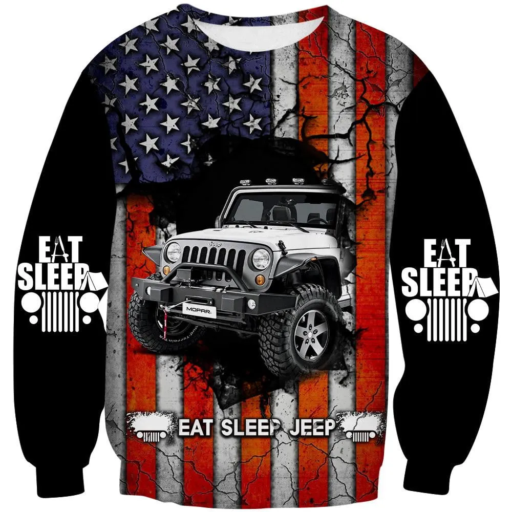 Eat Sleep Jeep US Flag - Sweat Shirt