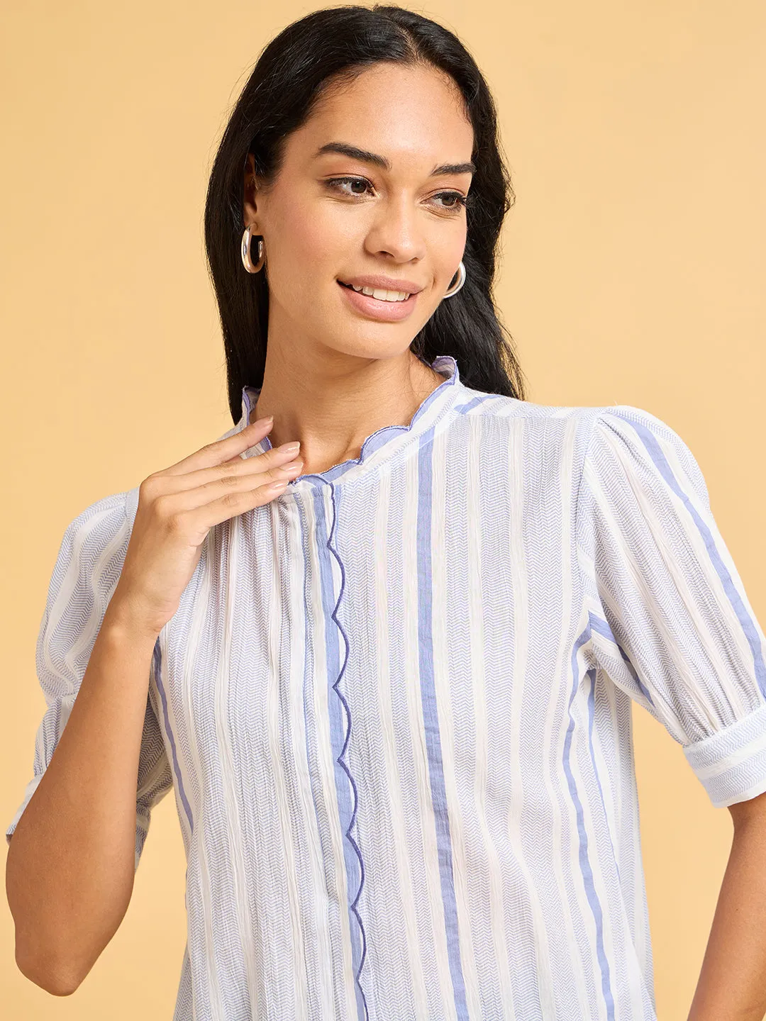 Echoes of Bliss Blue Striped Shirt