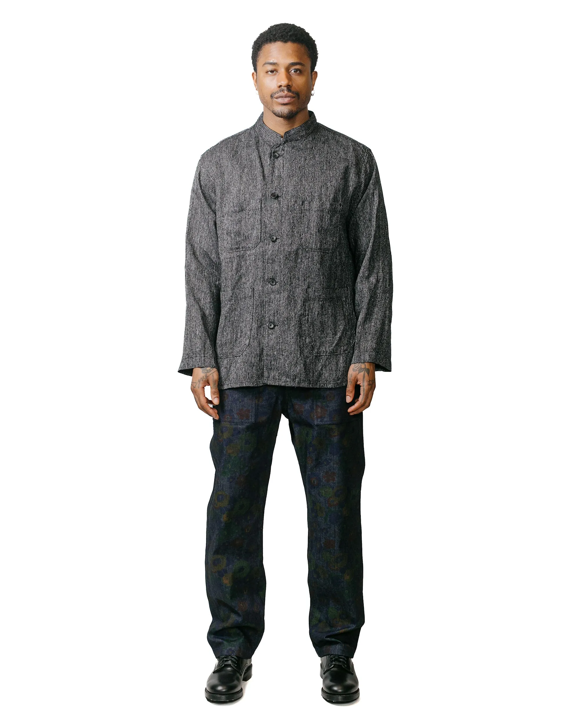 Engineered Garments Dayton Shirt Black/Grey Linen Stripe