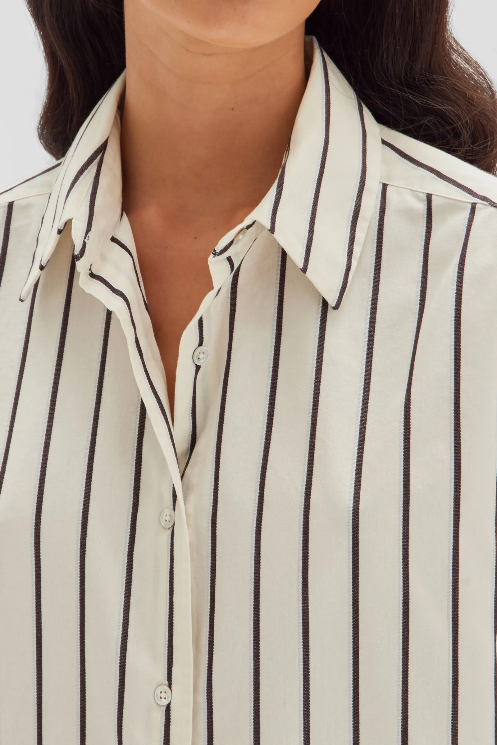 Everyday Poplin Shirt Cocoa Stripe