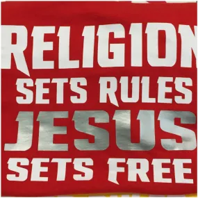 Faith - Jesus Sets Free  red white & silver T-Shirt