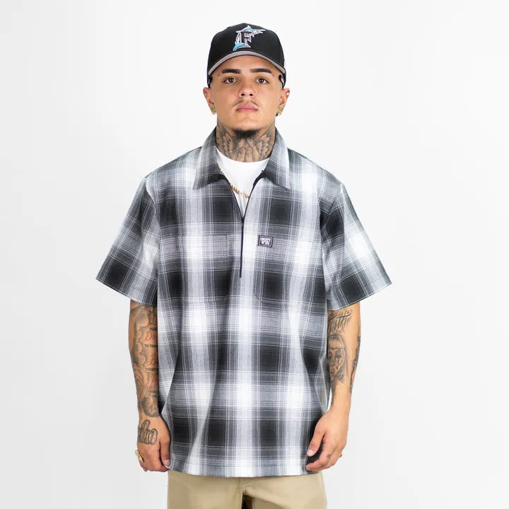 FB COUNTY Short Sleeve Checkered Zip Shirt