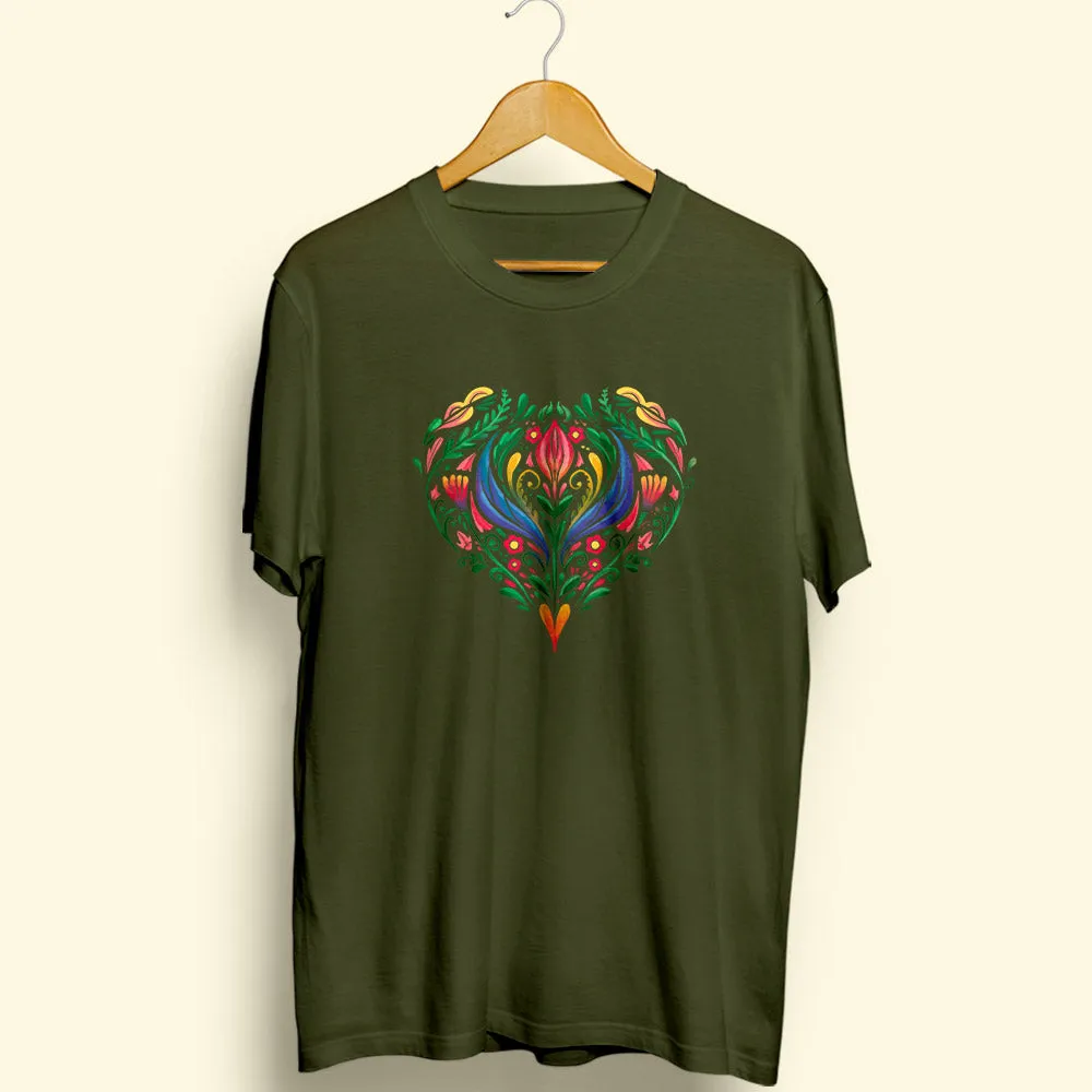 Floral Heart Half Sleeve T-Shirt