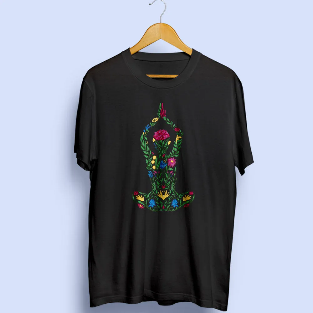 Floral Yoga Half Sleeve T-Shirt