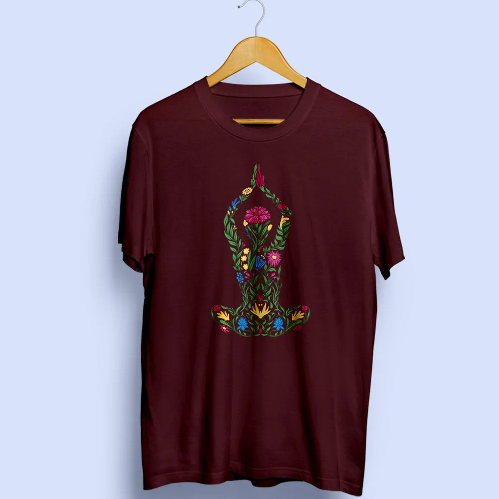 Floral Yoga Half Sleeve T-Shirt