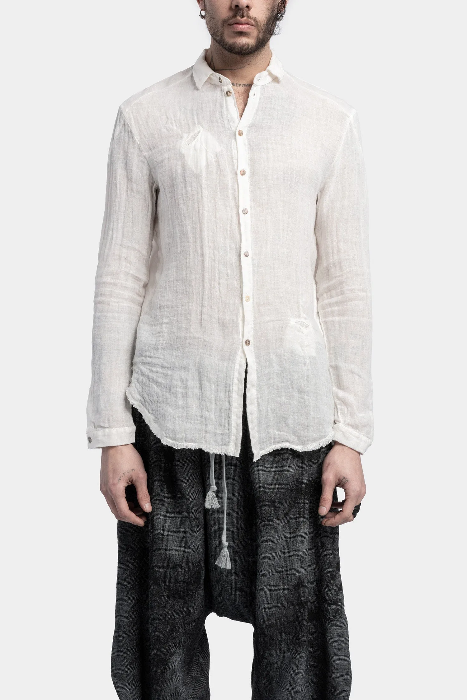 Gauze linen shirt, White