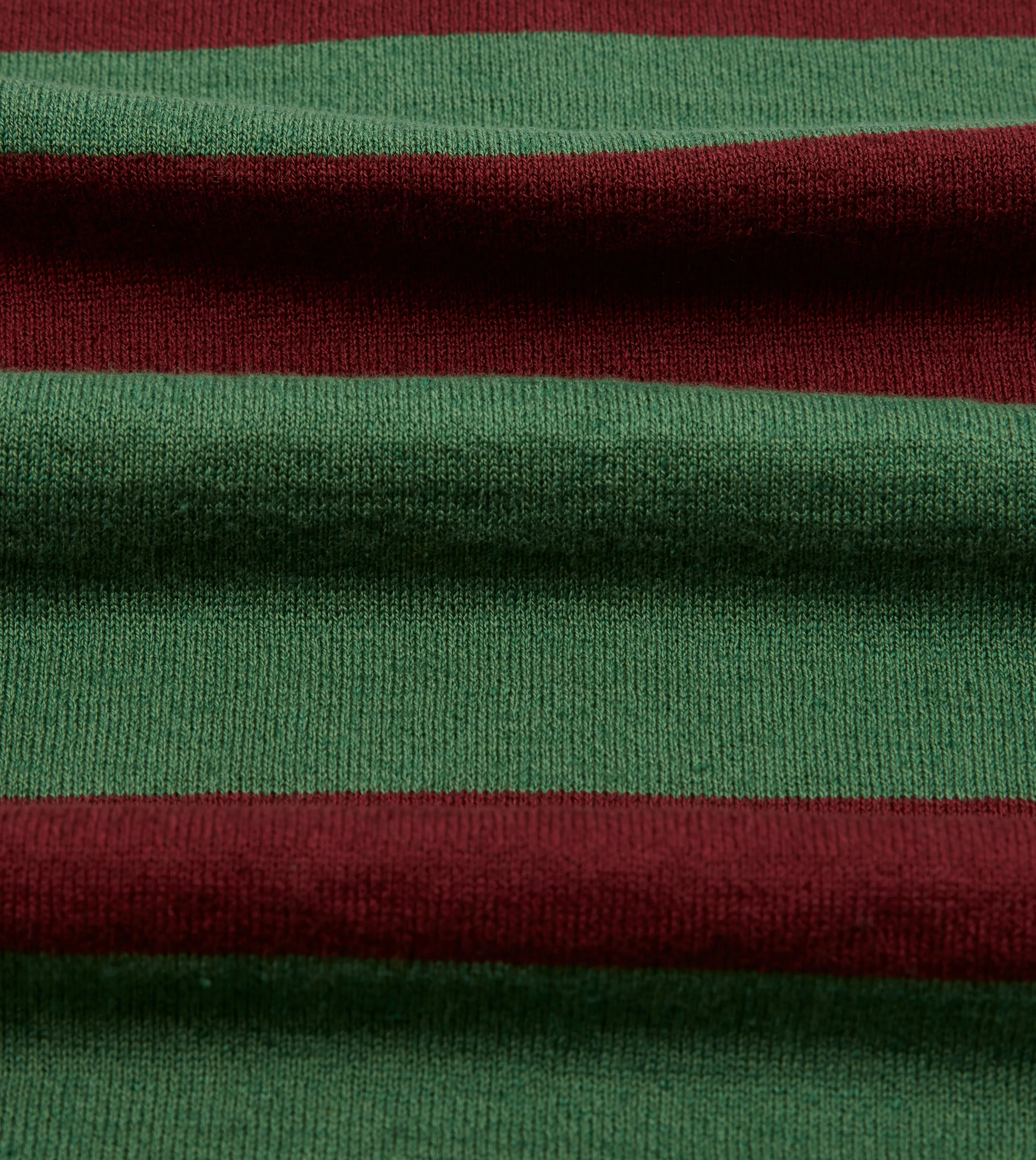 Green and Red Linen Cotton Knitted Rugby Shirt