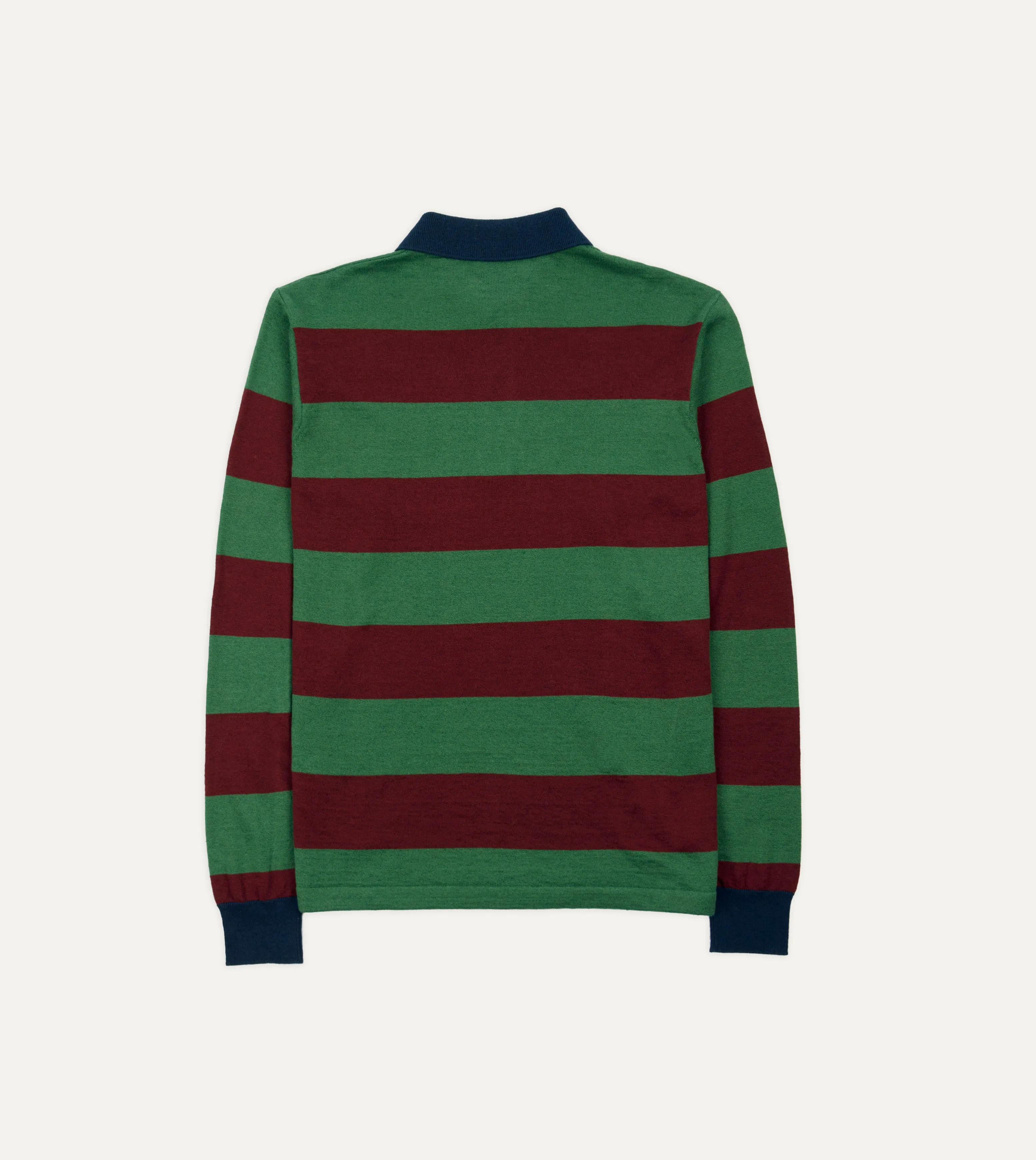 Green and Red Linen Cotton Knitted Rugby Shirt