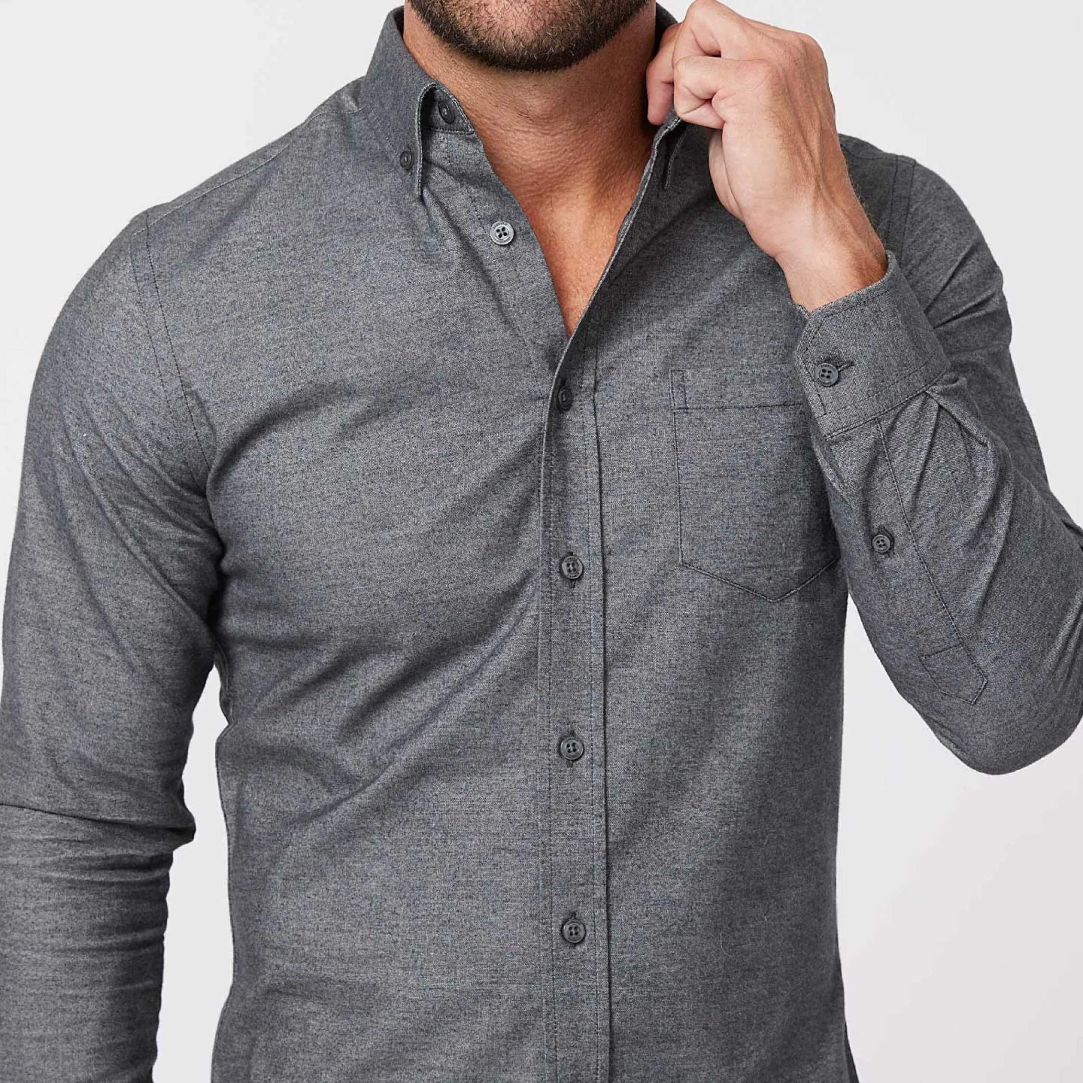 Heather Charcoal Brushed Shirt