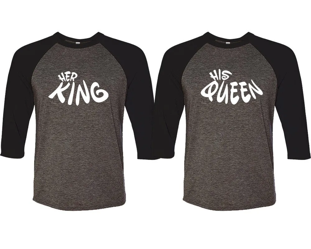 Her King His Queen Couple Matching Baseball T Shirts