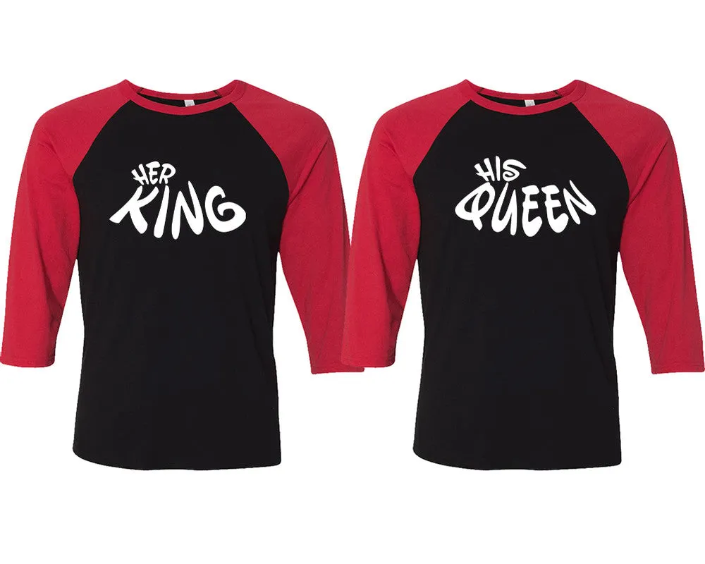 Her King His Queen Couple Matching Baseball T Shirts