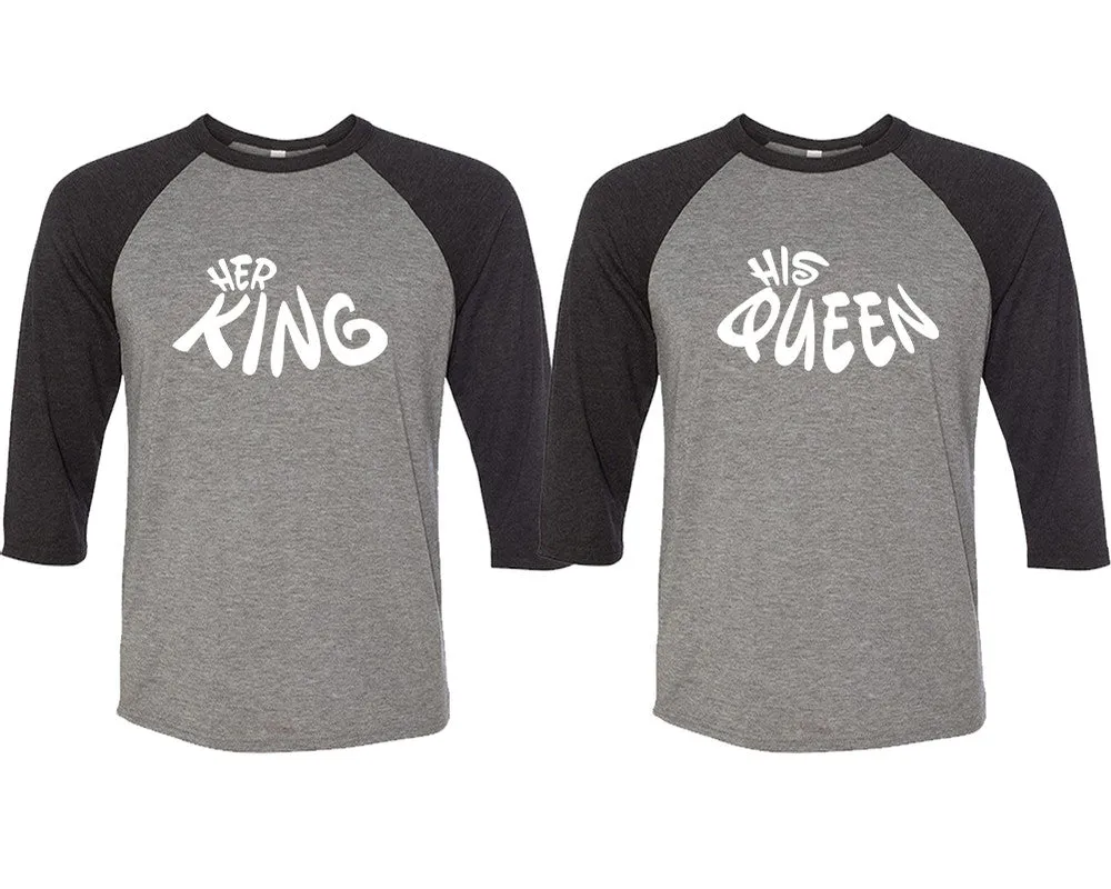 Her King His Queen Couple Matching Baseball T Shirts