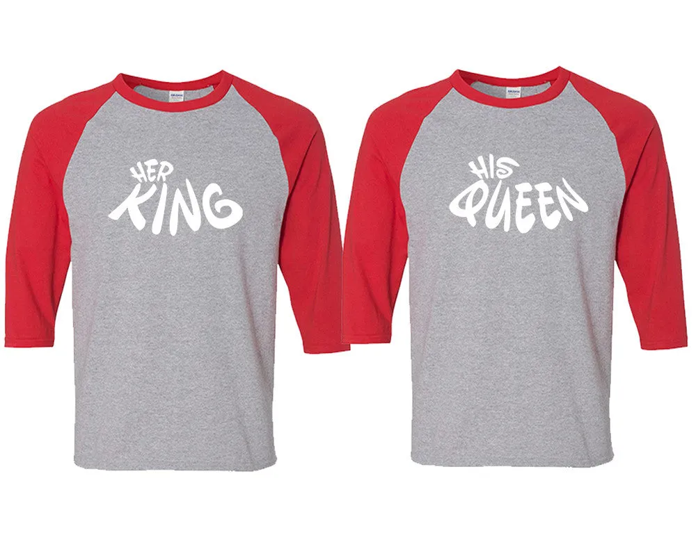 Her King His Queen Couple Matching Baseball T Shirts