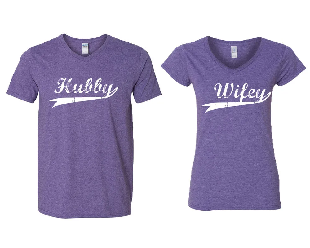 Hubby Wifey Couple Matching V-Neck T-Shirts