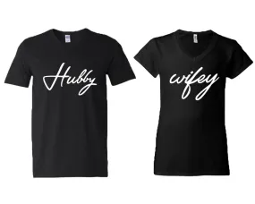 Hubby Wifey Couple Matching V-Neck T-Shirts