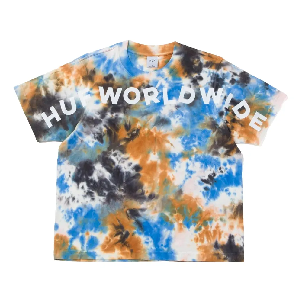 HUF WOMEN'S WORLDWIDE TIEDYE RELAX T-SHIRT-BLUE