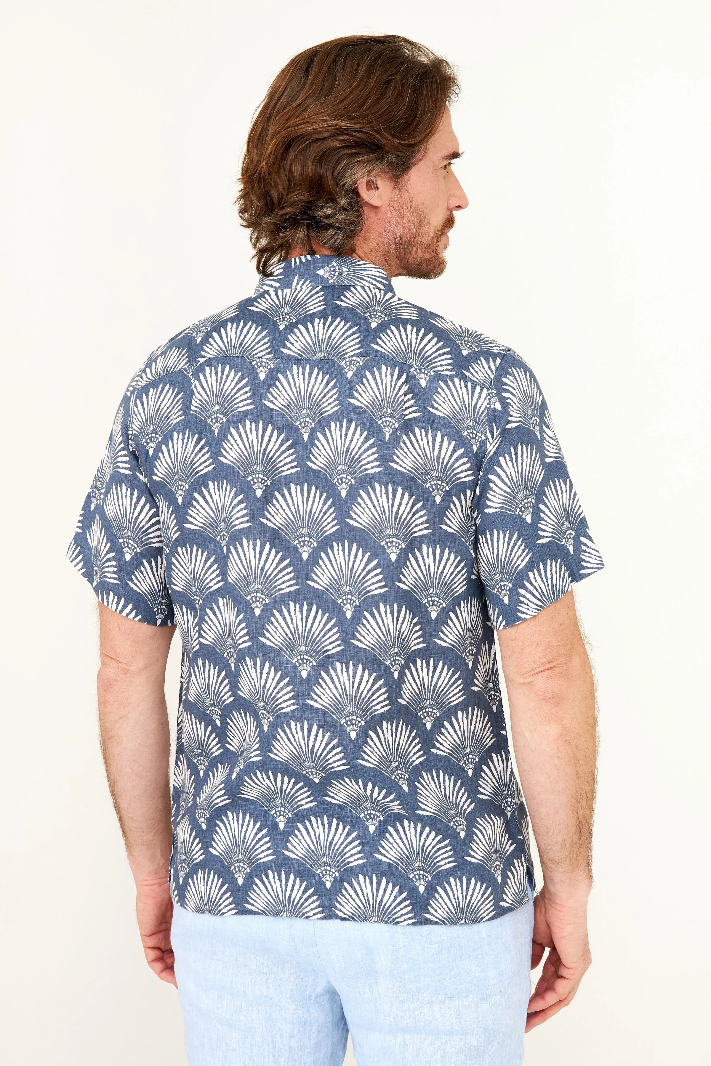 Irie Linen Shirt - Indigo Fan Print