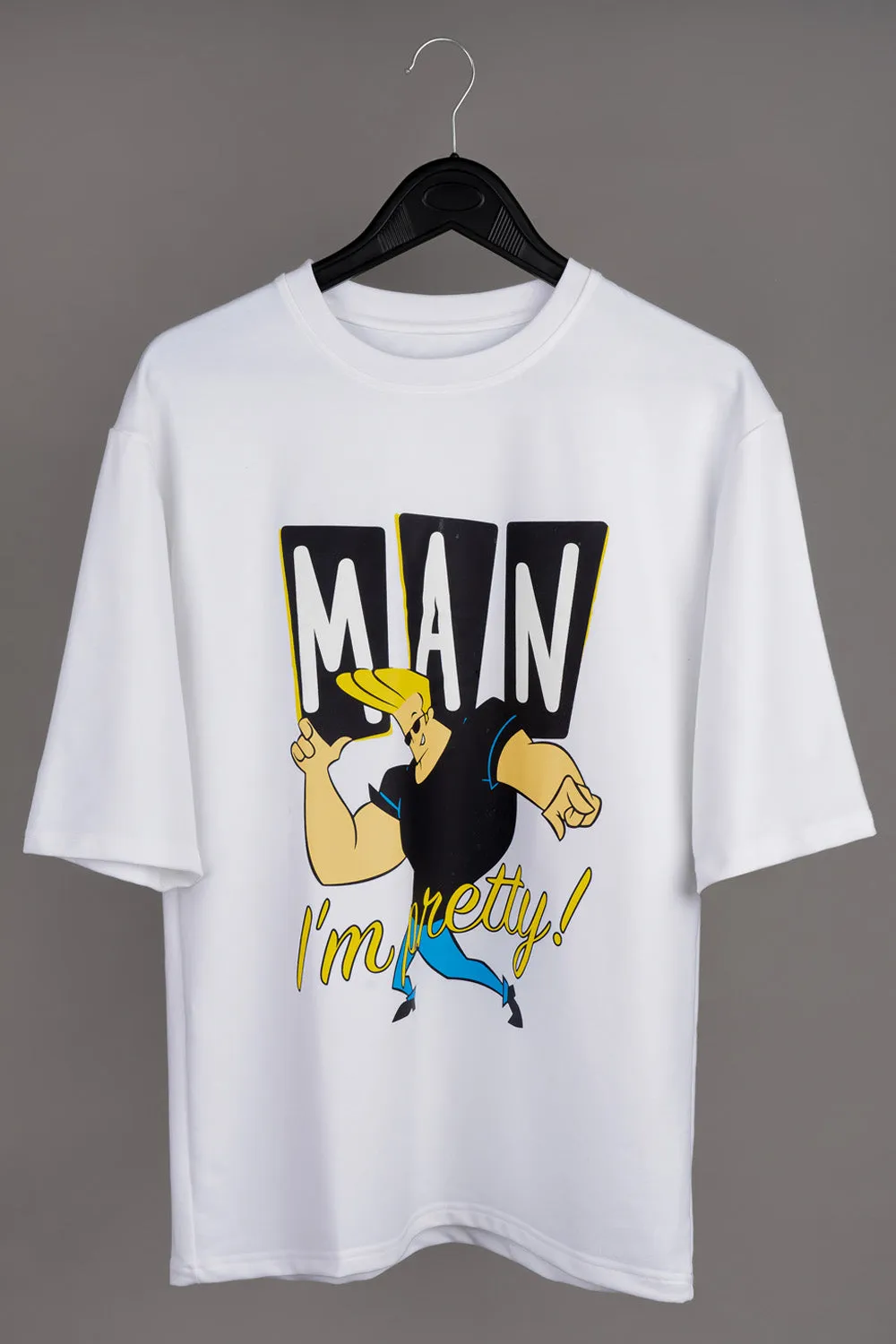 Johnny bravo print over-sized t-shirt