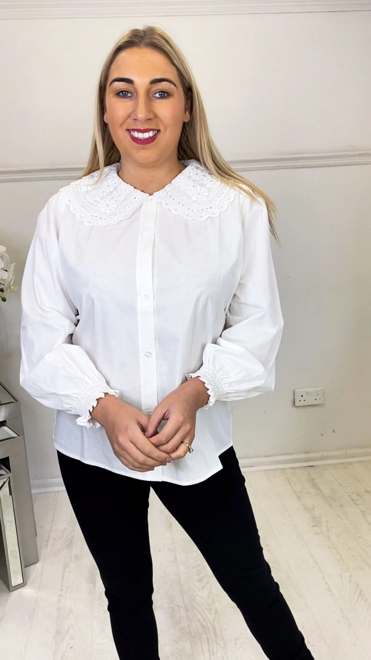 Lace Romantic Shirt- White