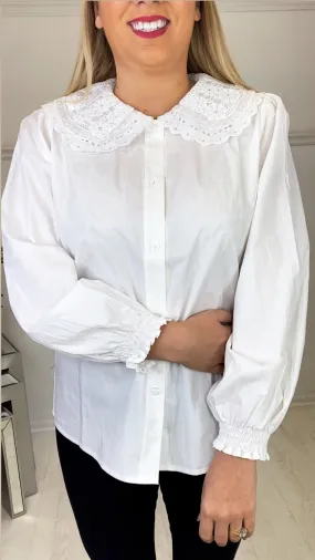 Lace Romantic Shirt- White