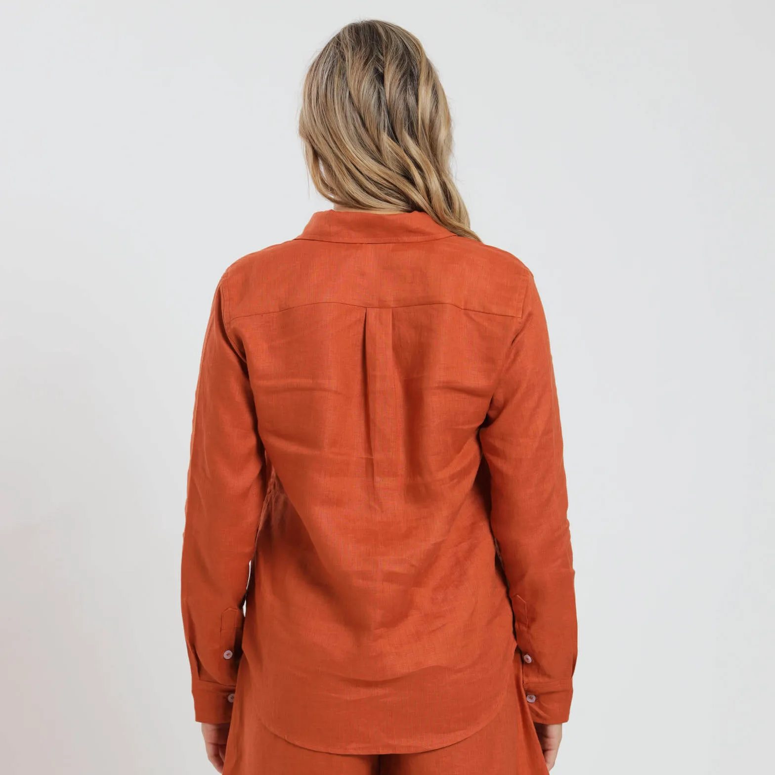 Ladies Linen - Long Sleeve Shirt | Rust