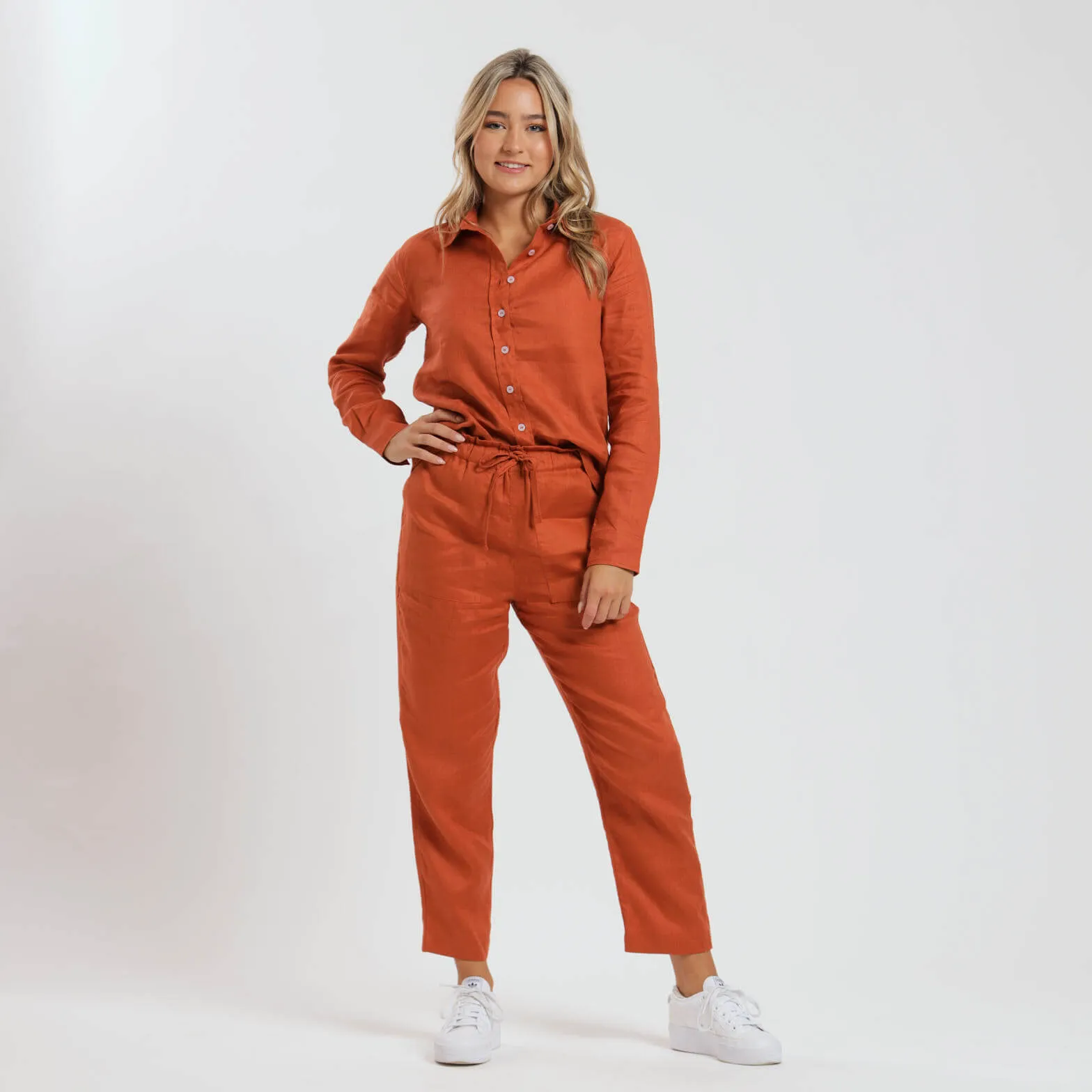 Ladies Linen - Long Sleeve Shirt | Rust