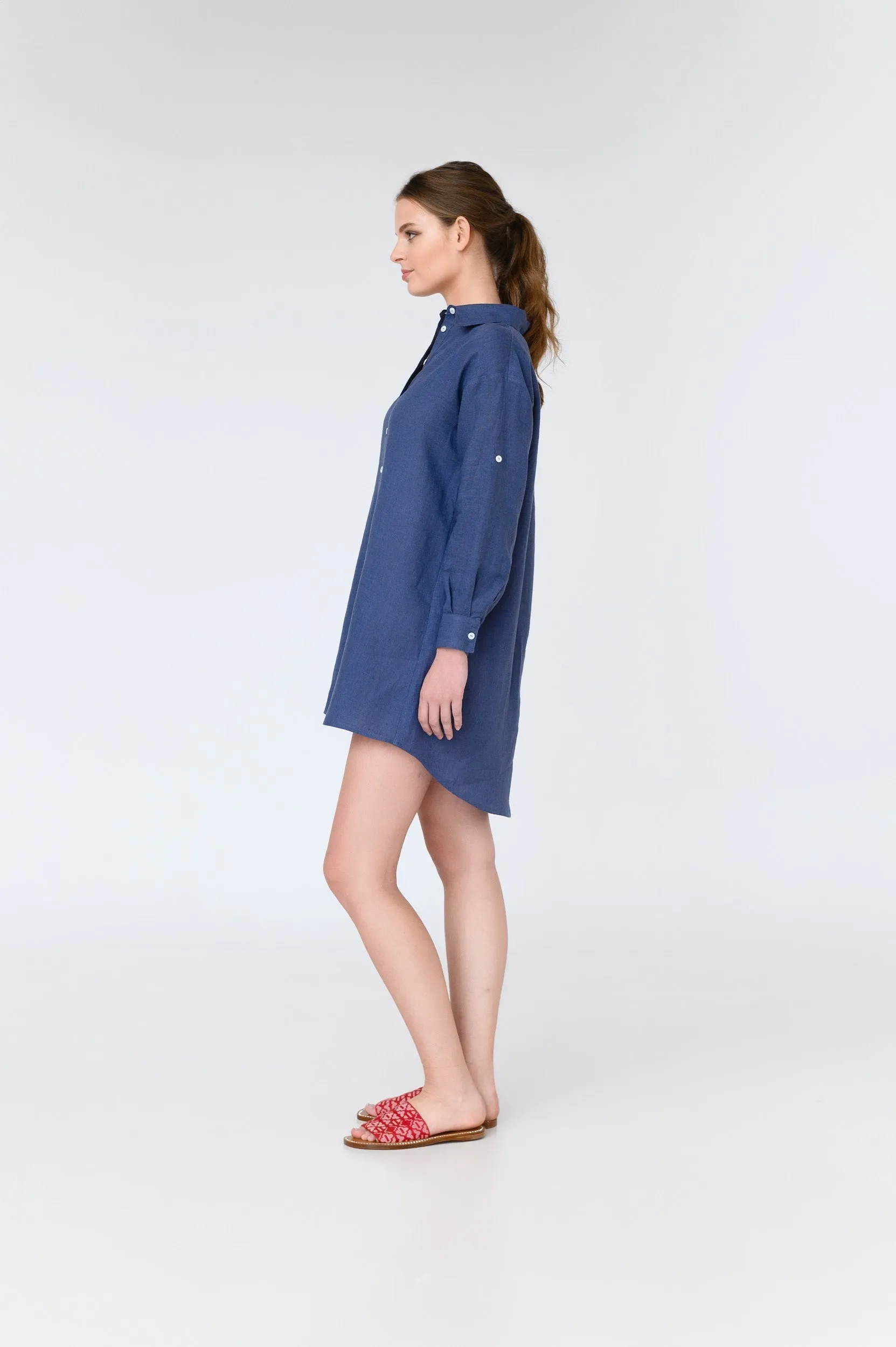 Lara Long Sleeve Linen Mini Dress