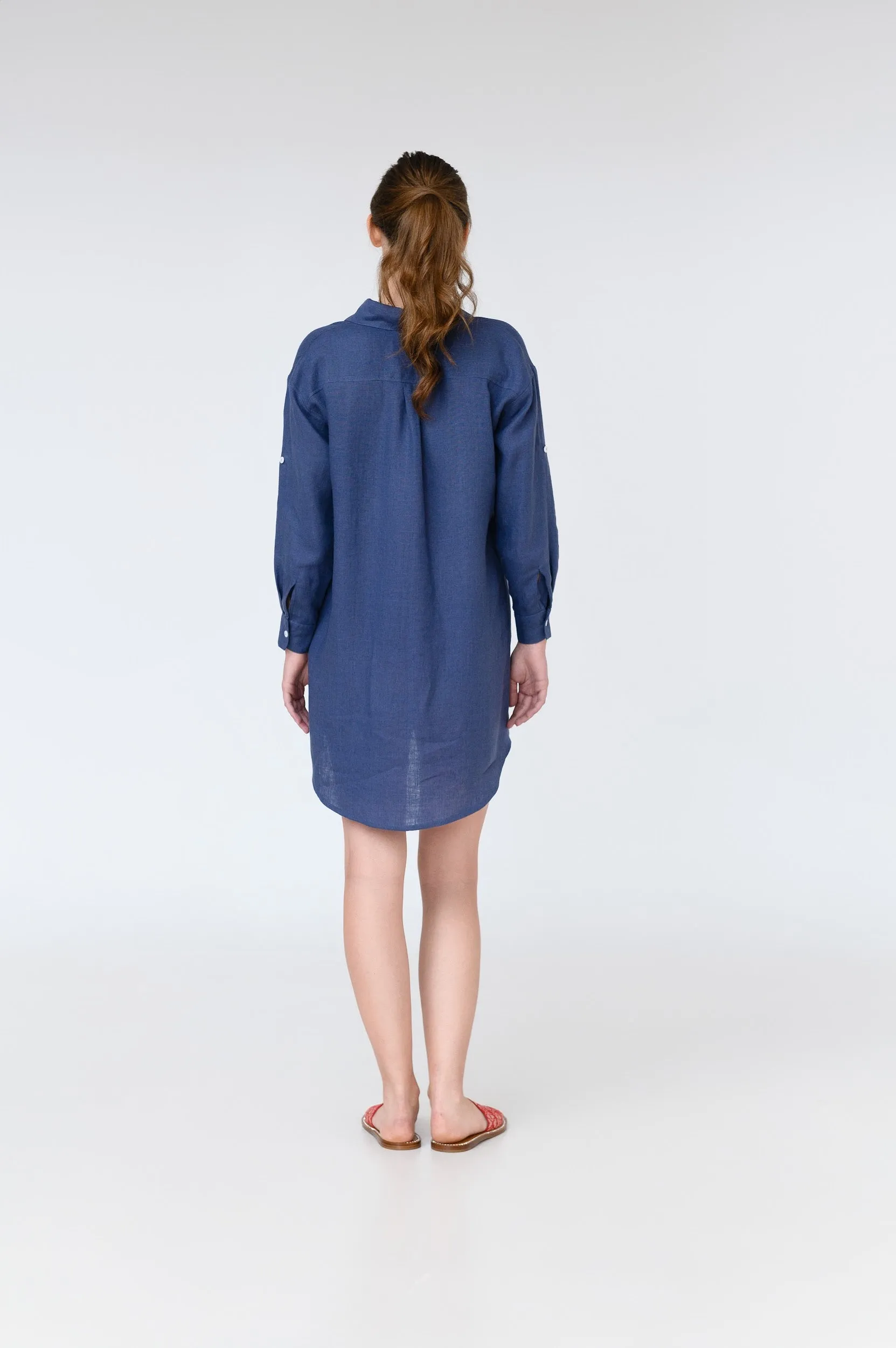 Lara Long Sleeve Linen Mini Dress