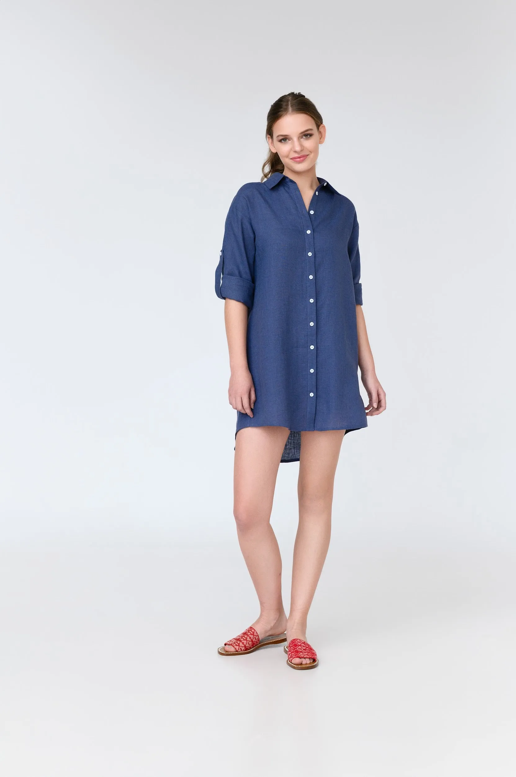 Lara Long Sleeve Linen Mini Dress