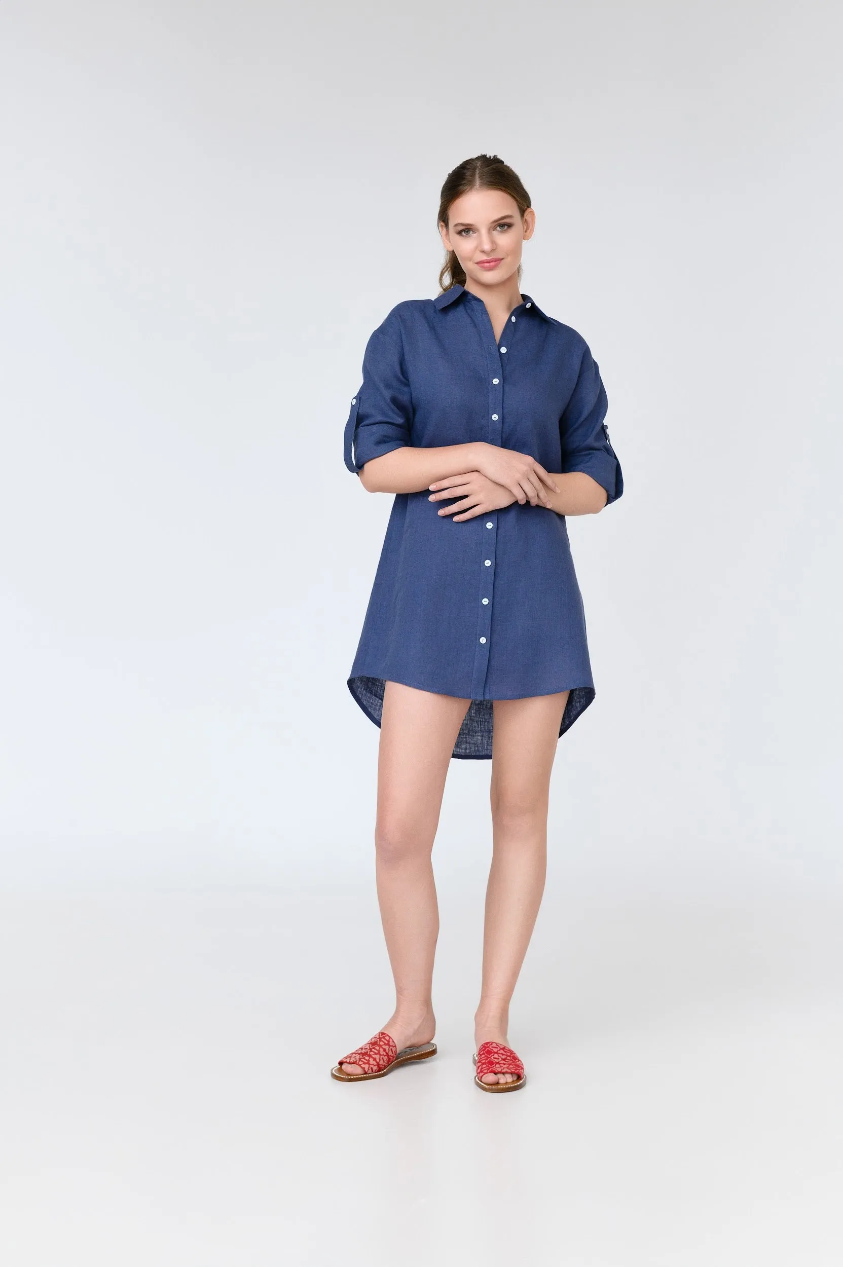 Lara Long Sleeve Linen Mini Dress