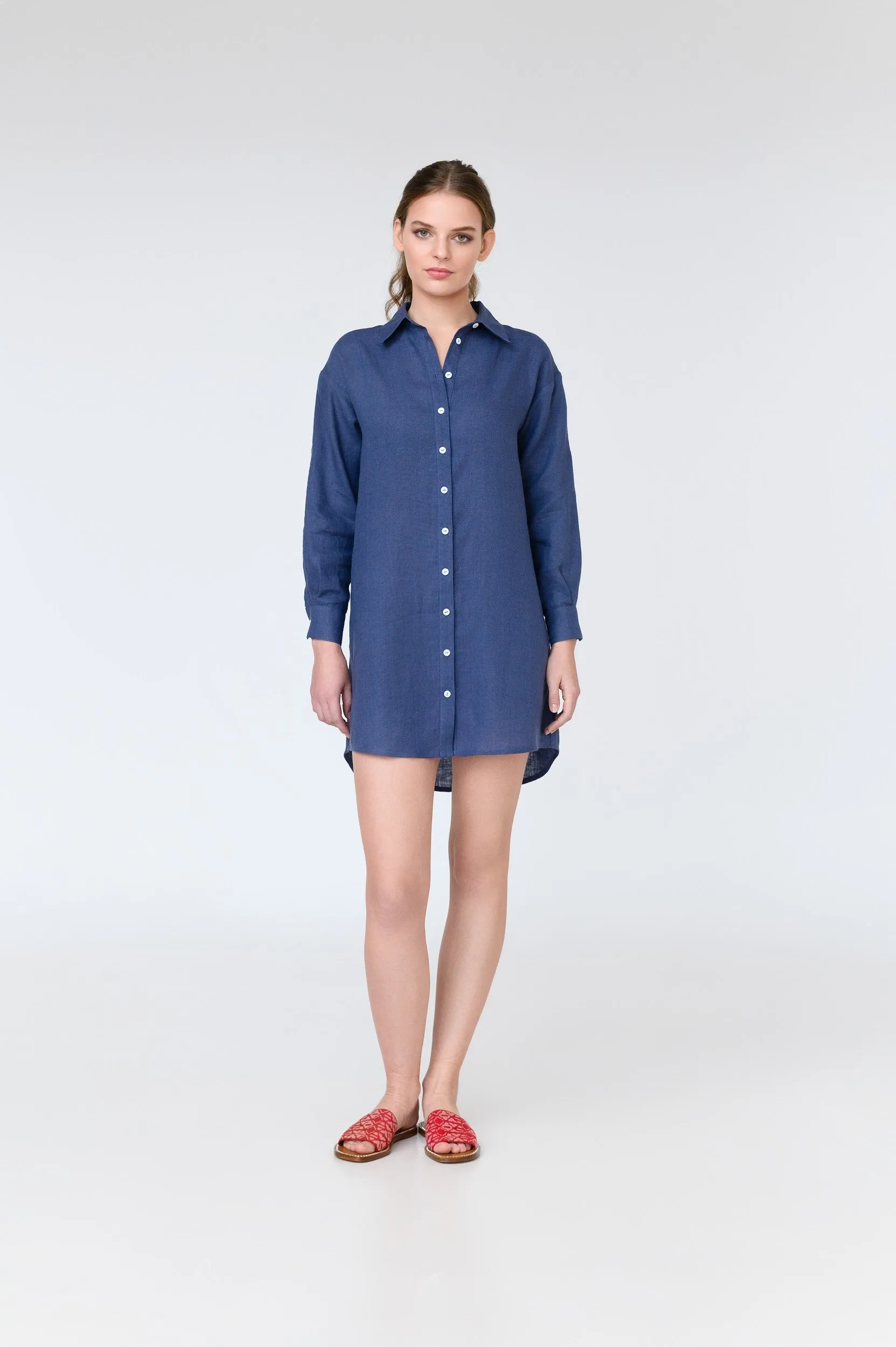 Lara Long Sleeve Linen Mini Dress