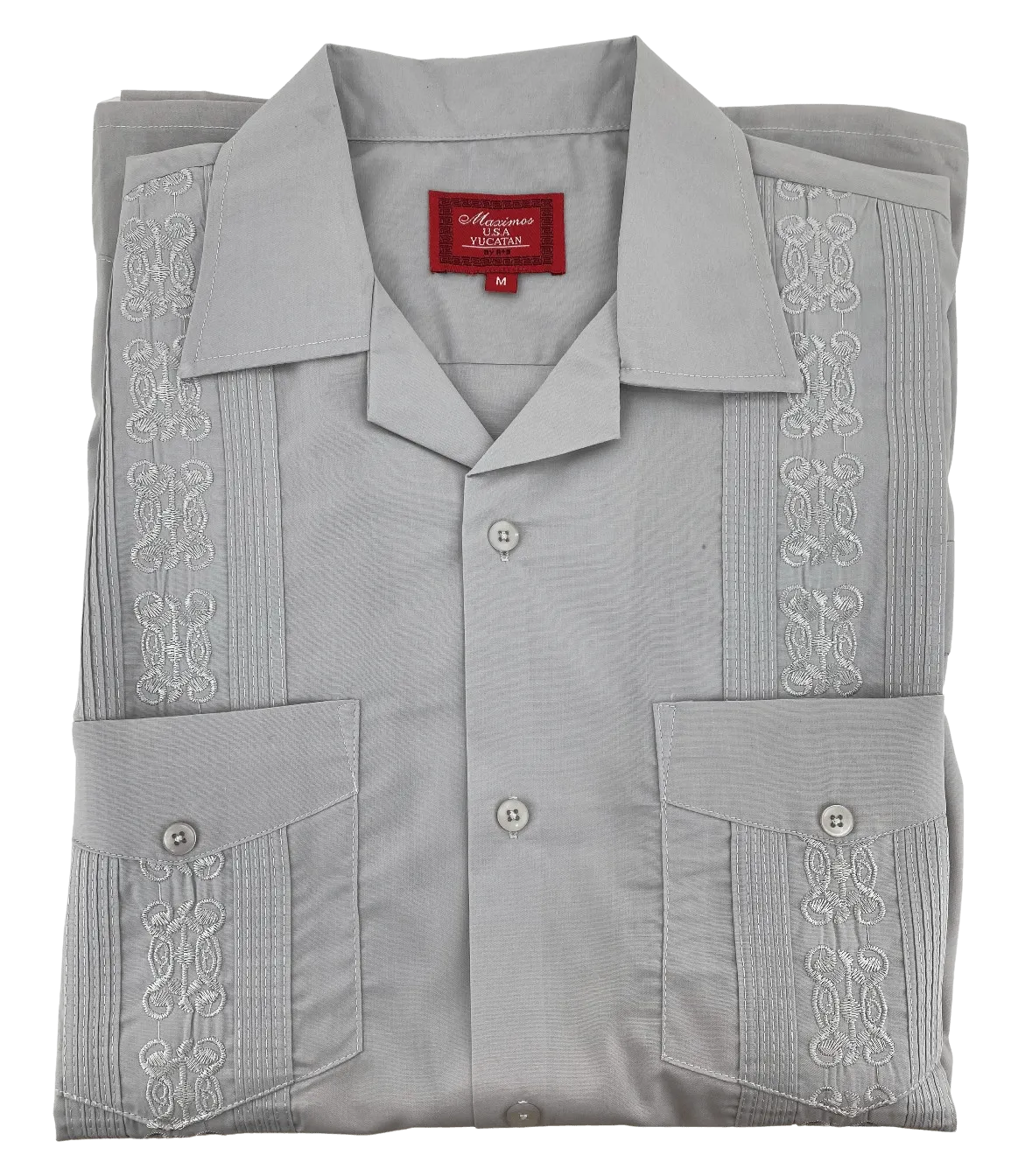 Light Grey Collared Guayabera Shirt