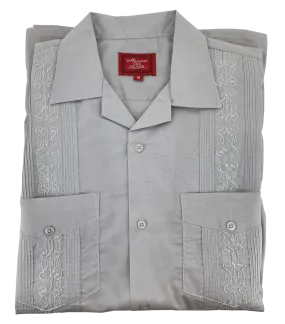 Light Grey Collared Guayabera Shirt