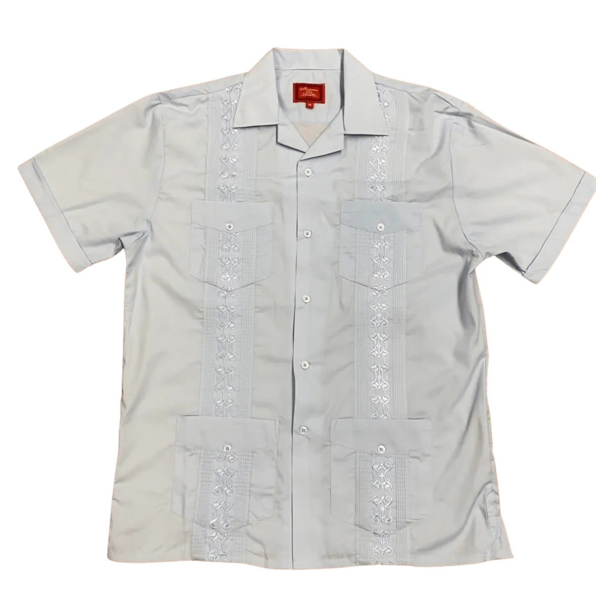 Light Grey Collared Guayabera Shirt