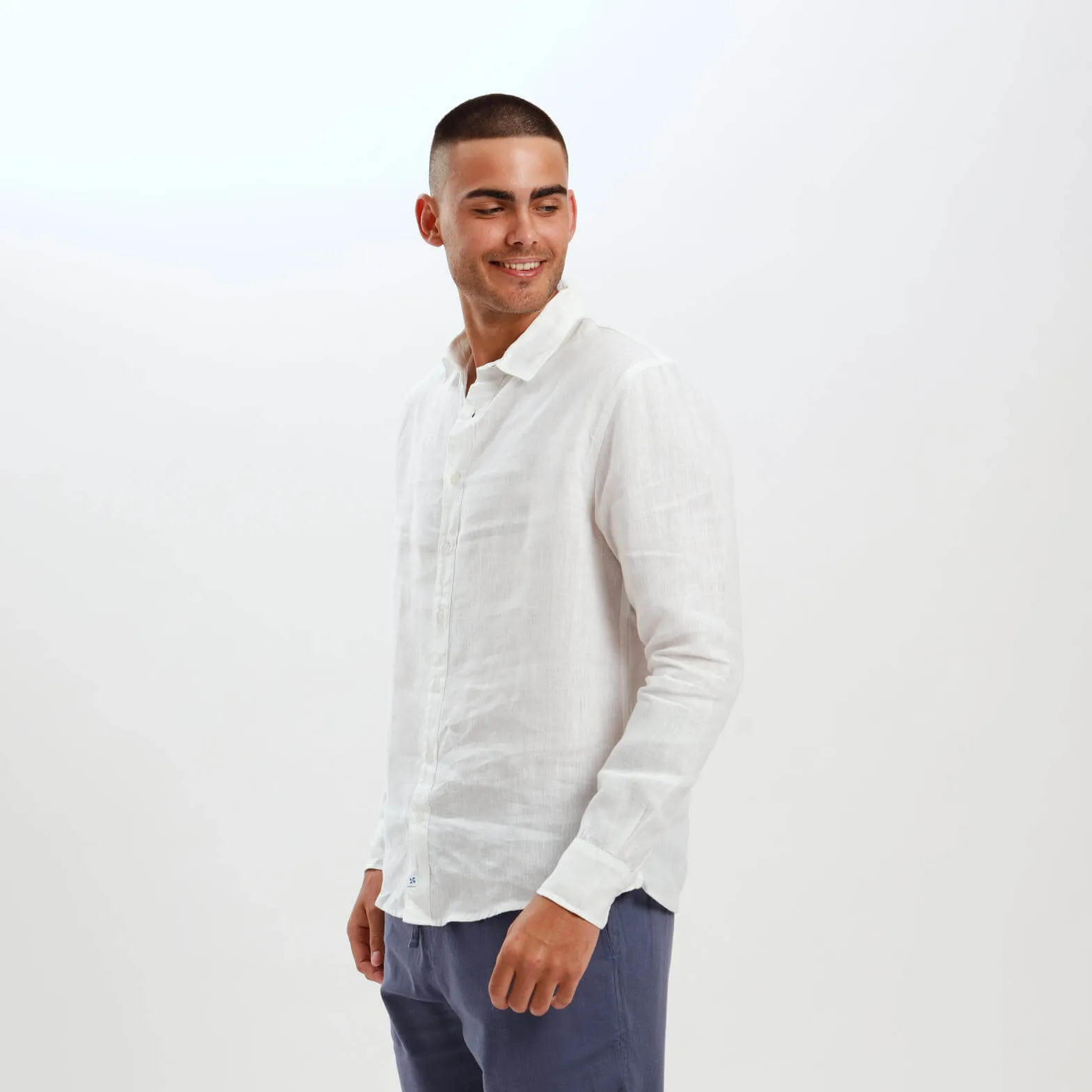 Long Sleeve Linen Shirt | White