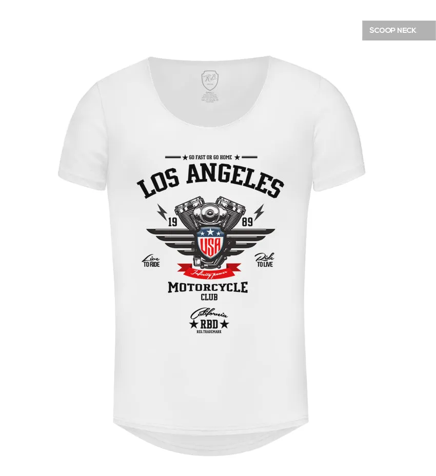 Los Angeles Men's T-shirt Stylish Motorcycle Engine Graphic Tee MD883