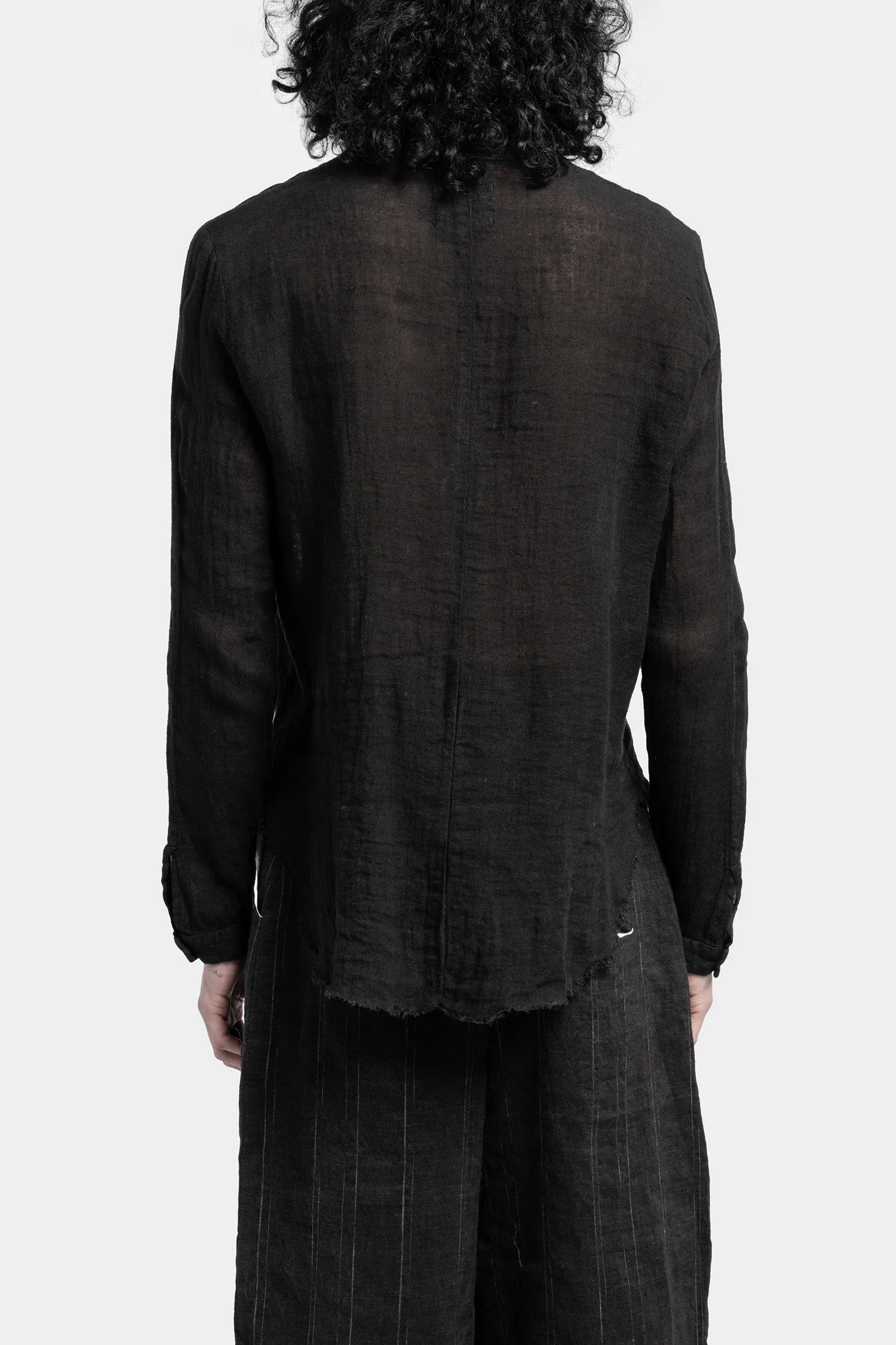 Mandarin collar linen shirt