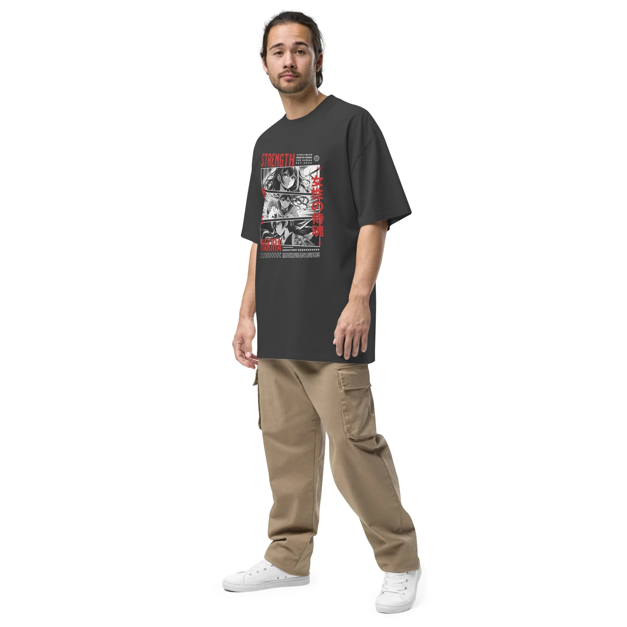 Men's Anime Comic Theme Oversized Faded T-shirt