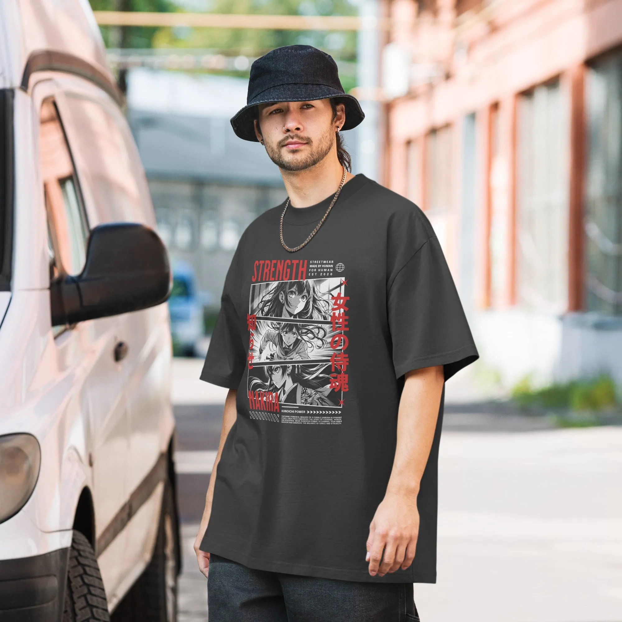 Men's Anime Comic Theme Oversized Faded T-shirt