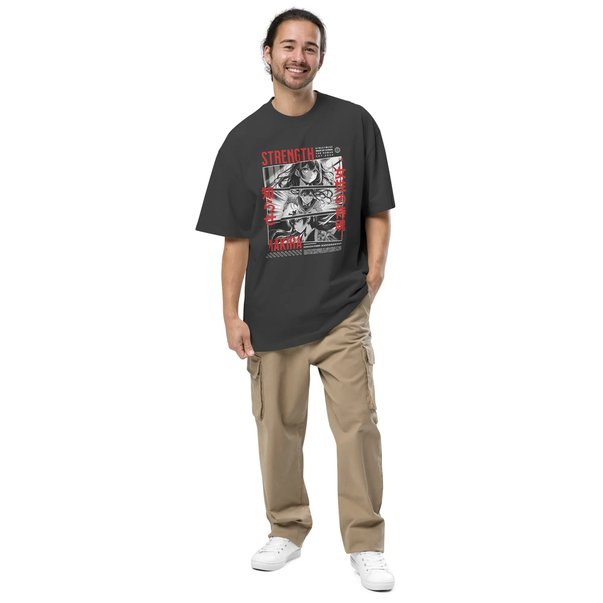 Men's Anime Comic Theme Oversized Faded T-shirt