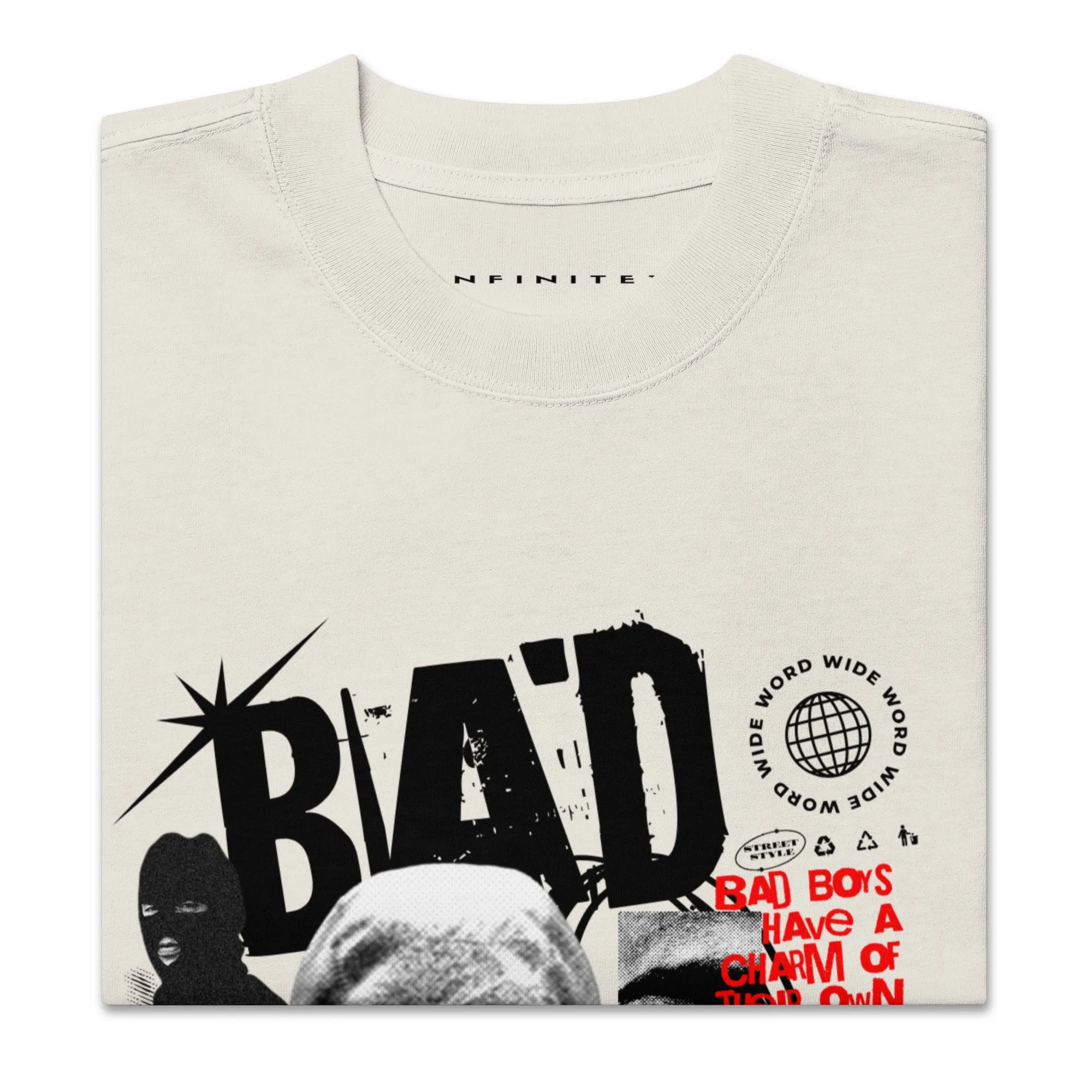 Men's Bad Boy Theme Urban Streetwear Oversized Faded T-shirt