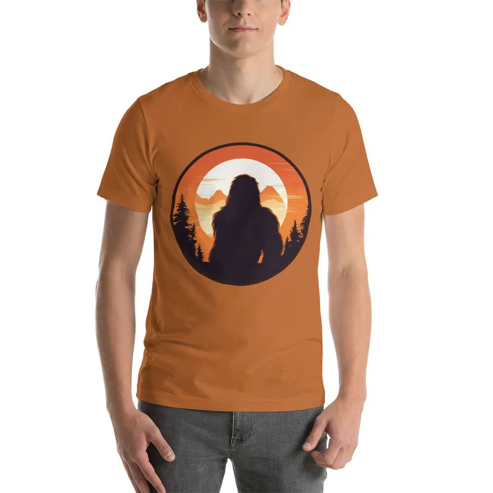 Men's Bigfoot And Sunset Theme Graphic T-Shirt