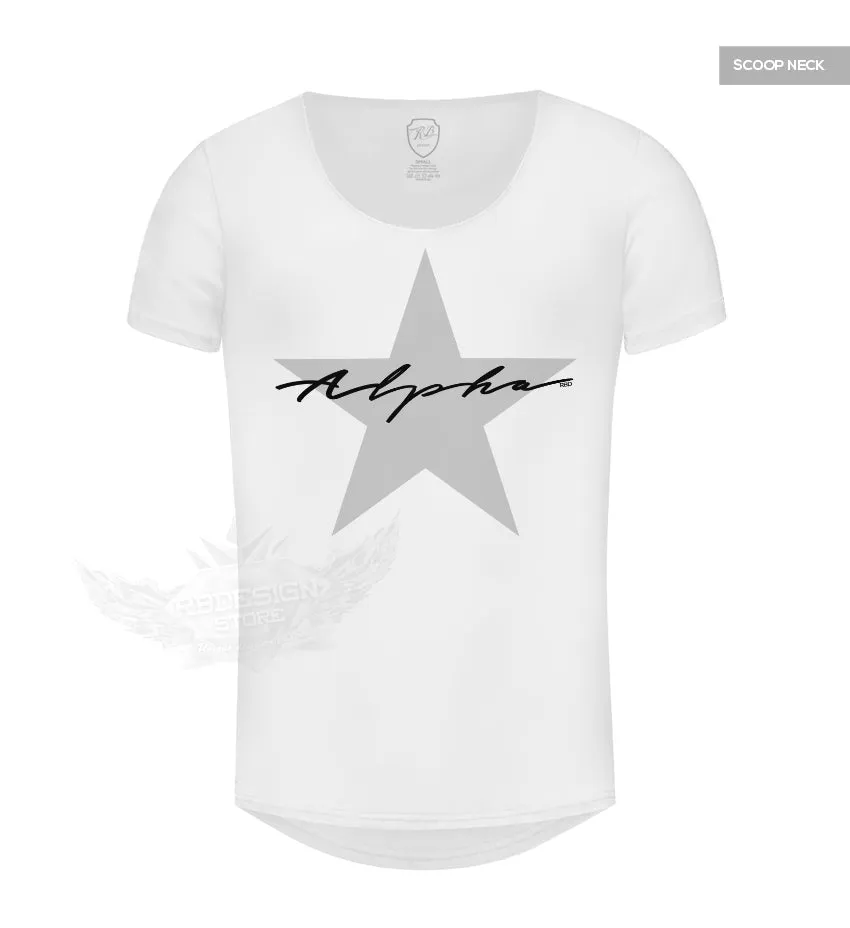 Men's Casual Fashion T-shirt Alpha Male Slim Fit Tee Gray Star MD885G