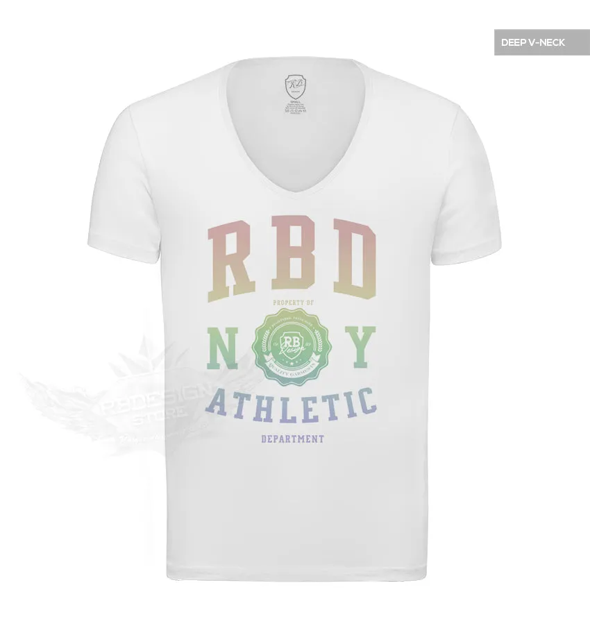 Men's Casual Fashion White T-shirt Finest Quality RB Design Tee Rainbow MD915R