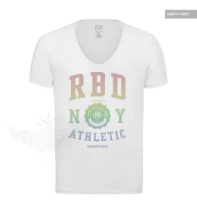 Men's Casual Fashion White T-shirt Finest Quality RB Design Tee Rainbow MD915R